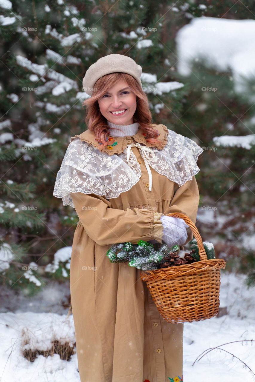 girl in winter forest