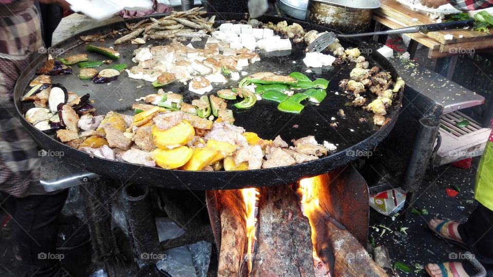Food, Flame, Cooking, Pan, Smoke