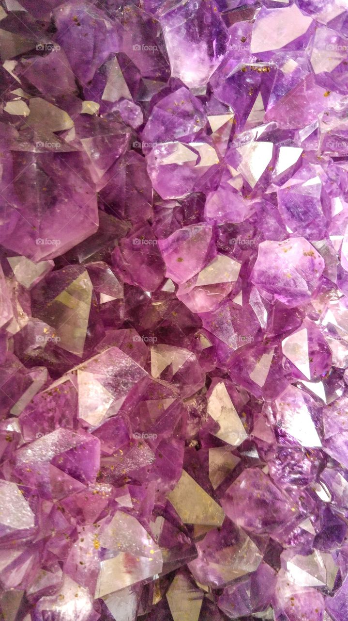 close-up of purple amethist crystal gem stone