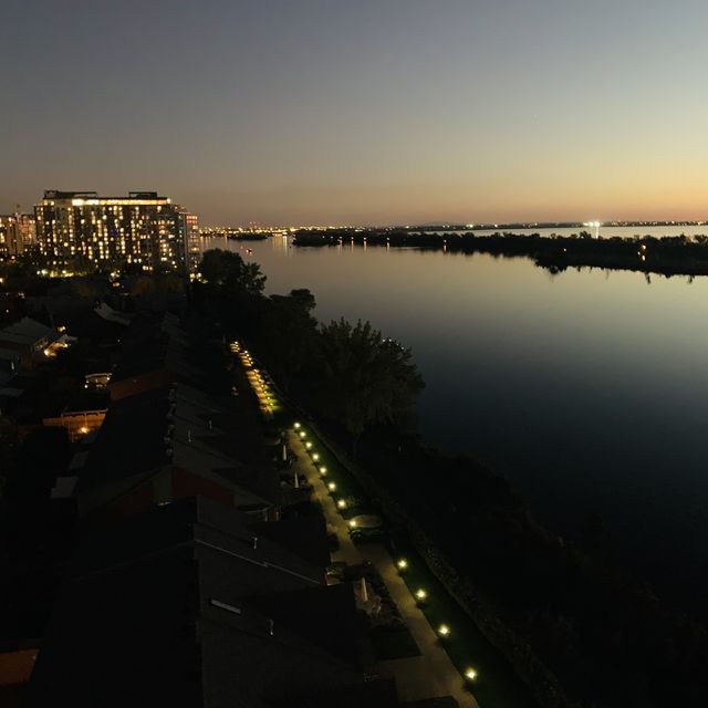 Sunset on St.Lawrence river, Quebec, Canada 