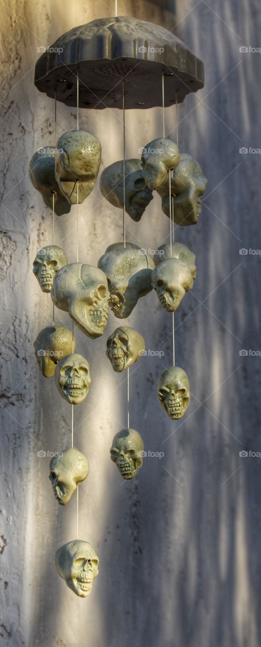 Skulls hanging on a string 