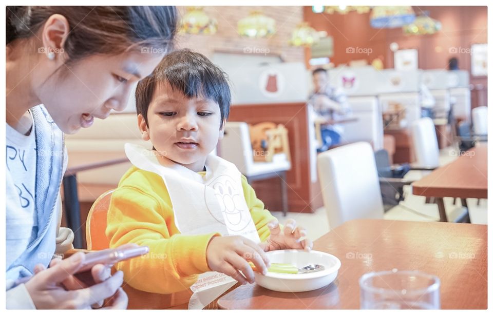 Child, Indoors, Woman, Table, Adult