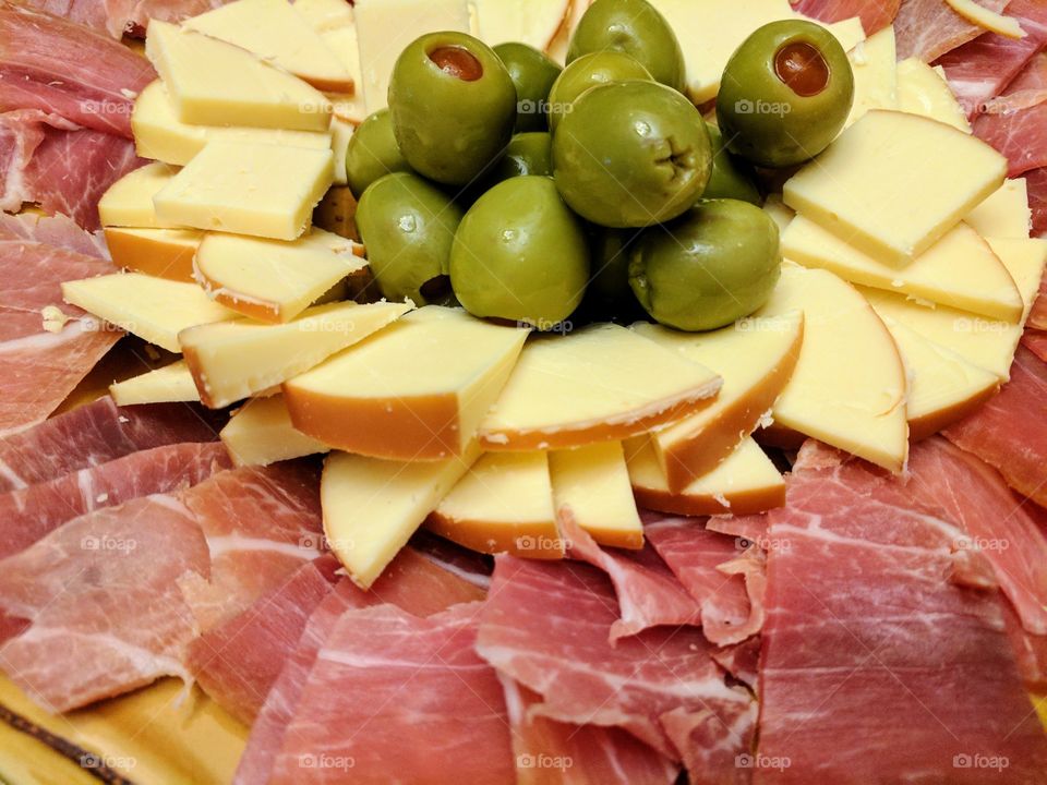 Prosciutto, Cheese and Olives