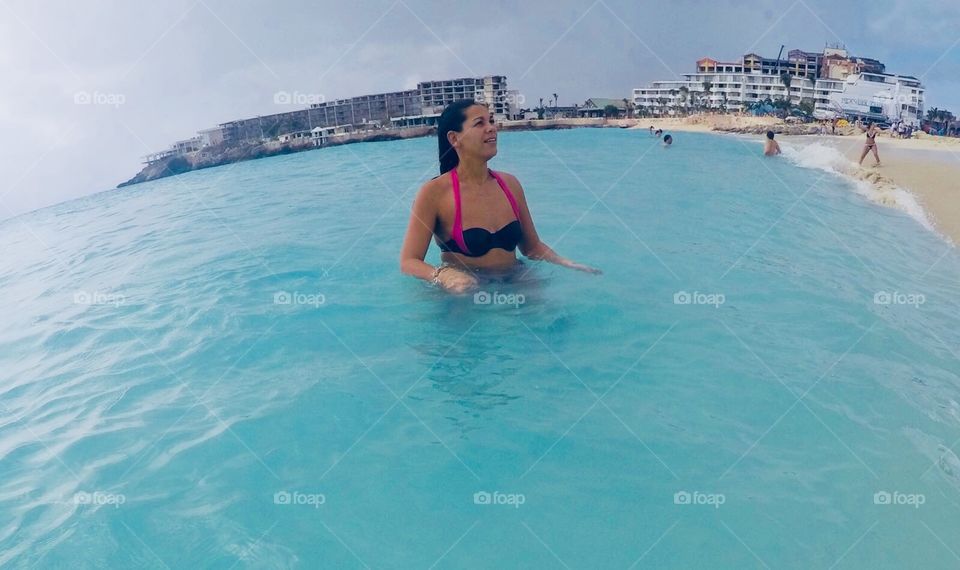Watching planes land on Maho Beach in Saint Maarten 