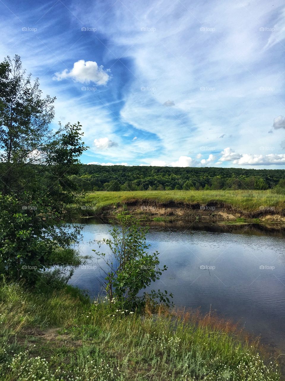 Amazing view. River. Russia, village Vishnevo.