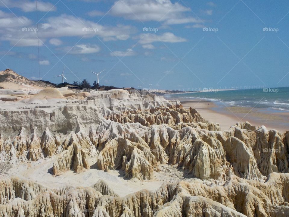 Canoa quebrada beach. Natural coloured sand rocks . Ceará brazil 