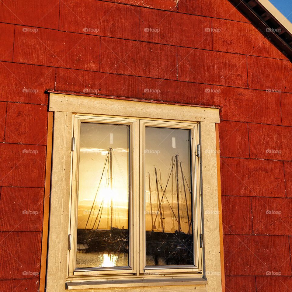 Harbour on a window