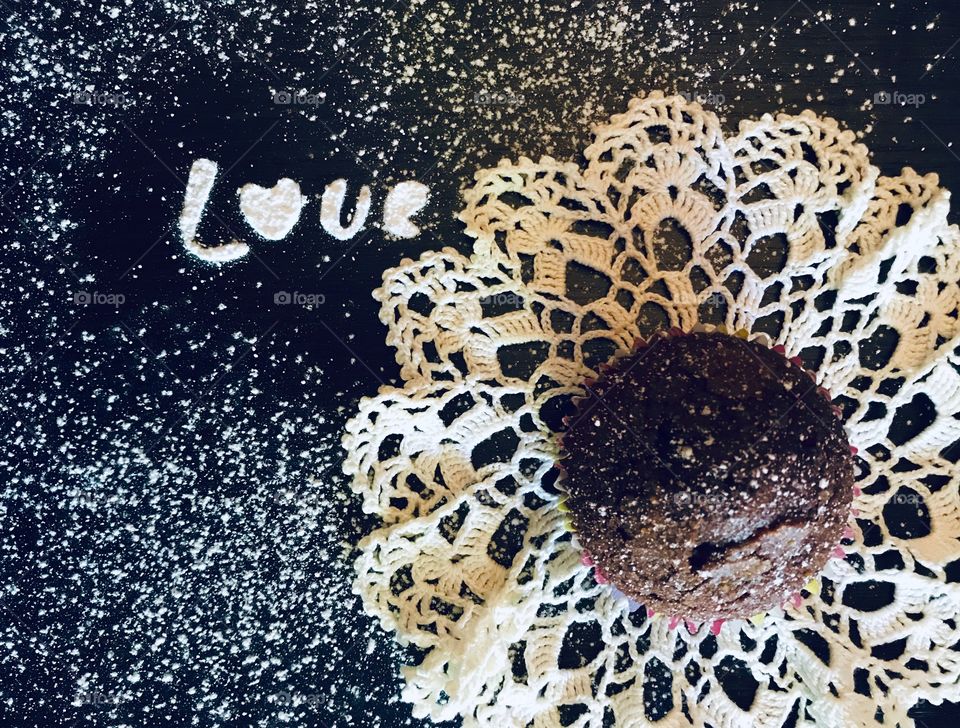 Homemade cocoa and amaretti muffins 