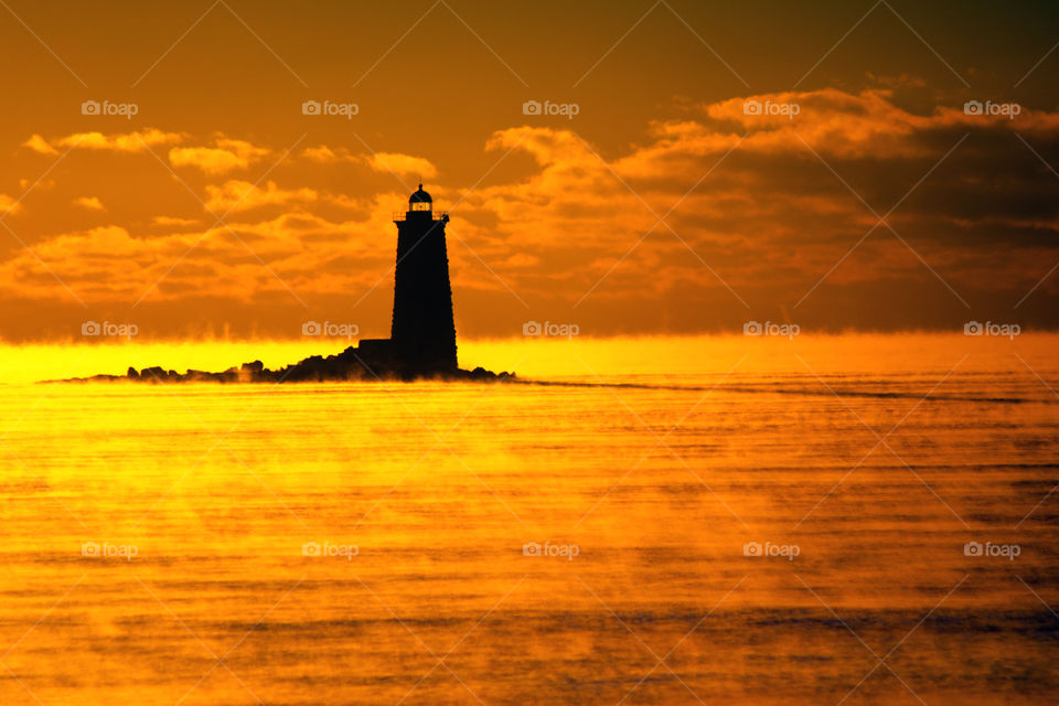 Sunset view of lighthouse