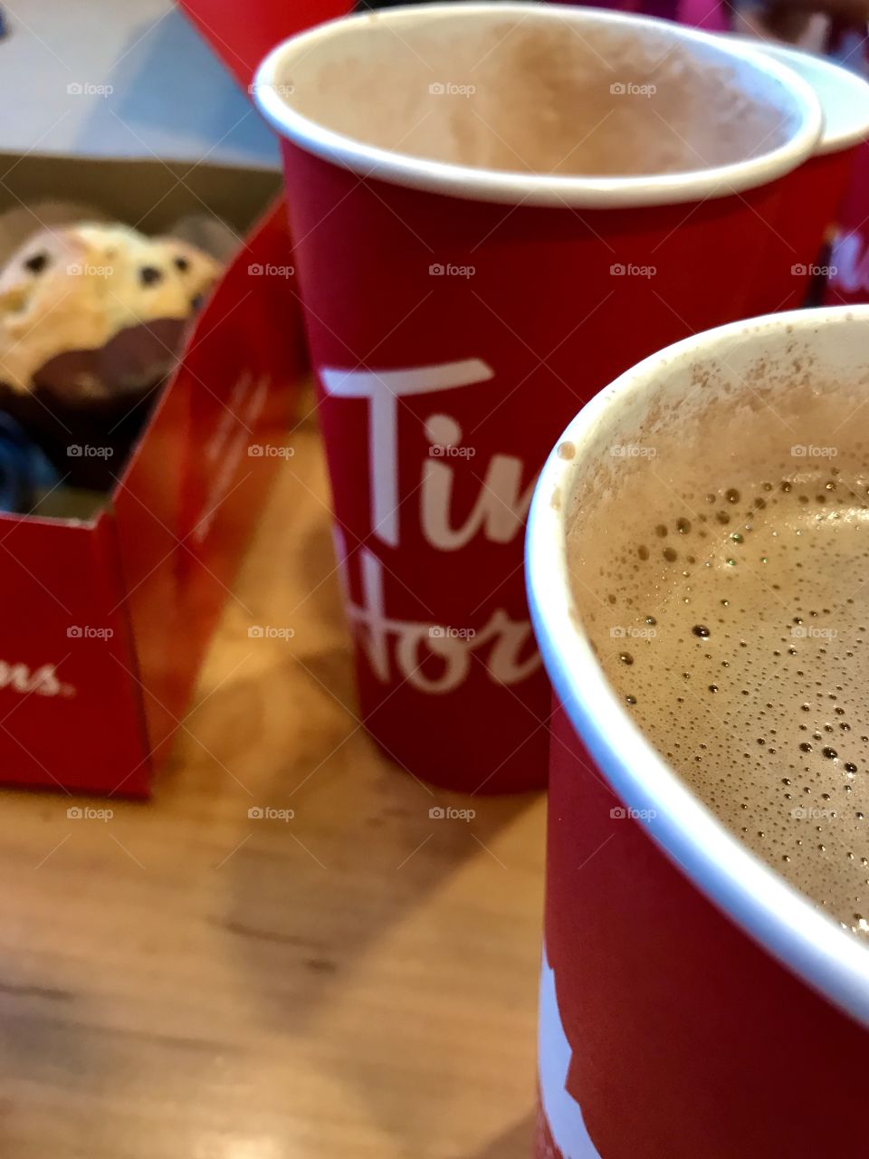 Nothing like Tim Hortons hot chocolate and muffins