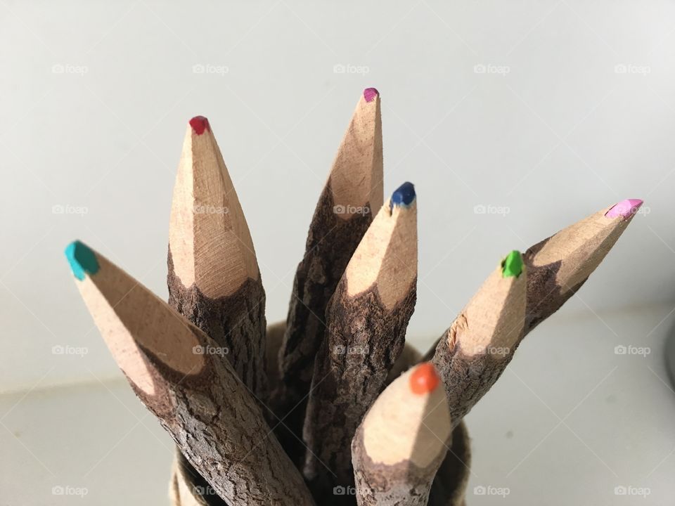 Colored school art pencils rustic 