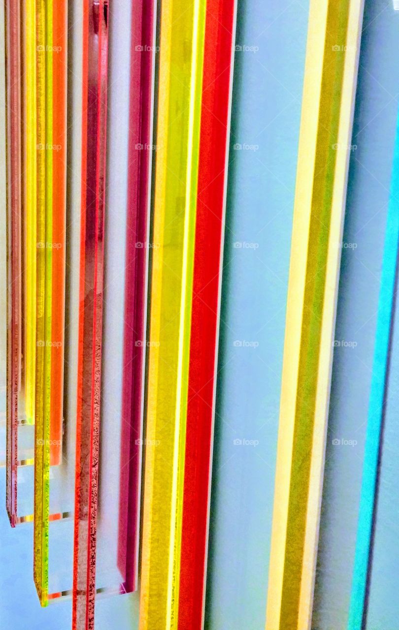 Multicolor benchs in row