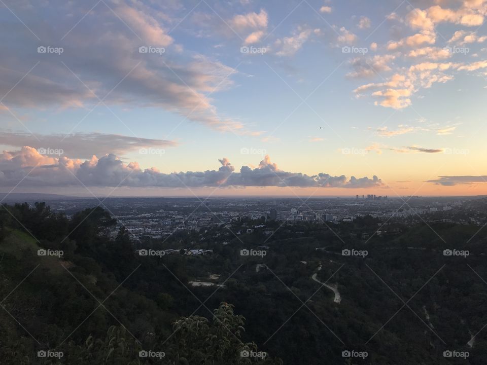View of Los Angelos at sunset from Griffith Park