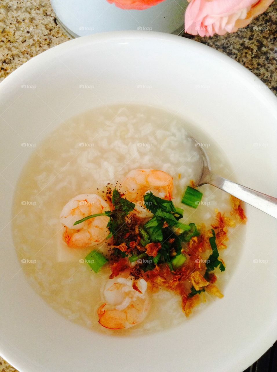 Thai shrimp rice porridge 