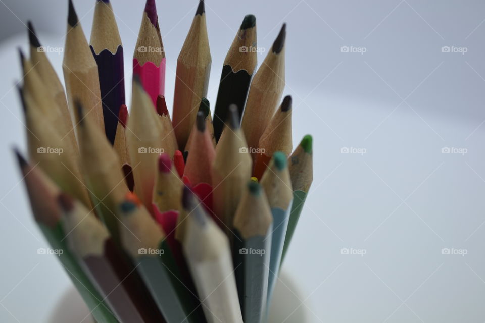 Close-up of pastel colored pencils