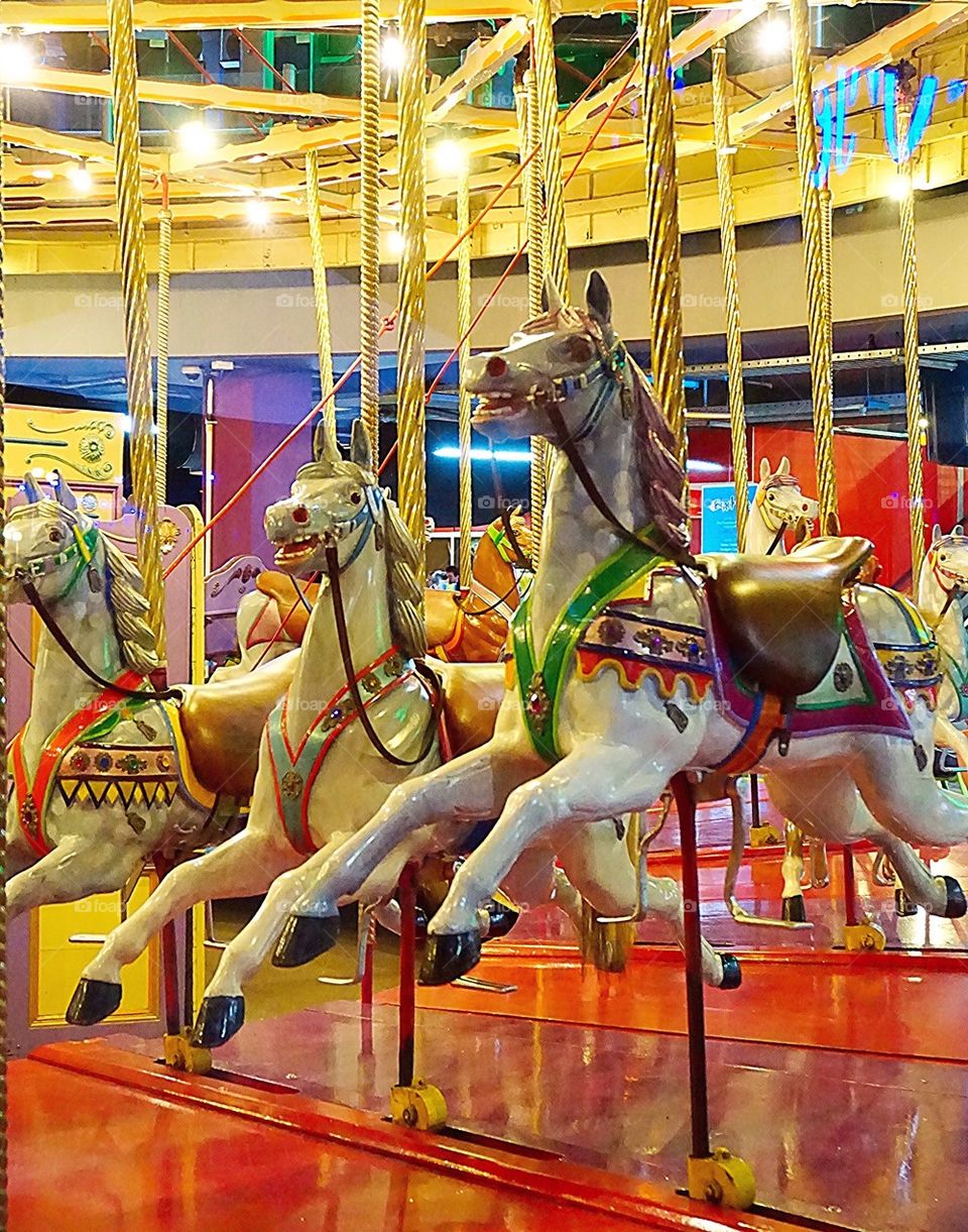 Carousel. A old fashioned carousel with horses