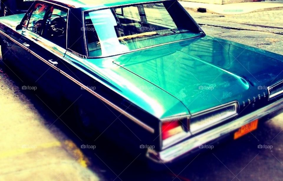 Green Vintage car in Brooklyn