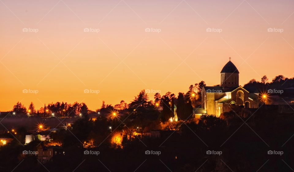 Variety shutter speed training in twilight moment at Bagrati Cathedral land scape in Kutaisi Georgia