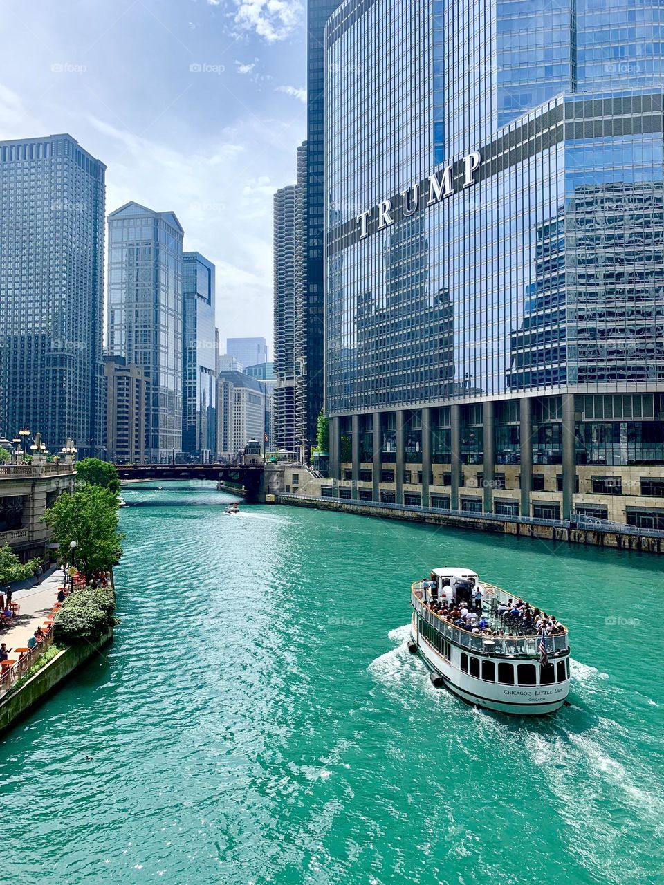 Architectural river ride on the Chicago river. Beautiful skyline, amazing historic 