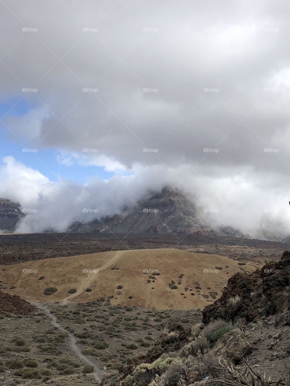 Clouds on a mountain