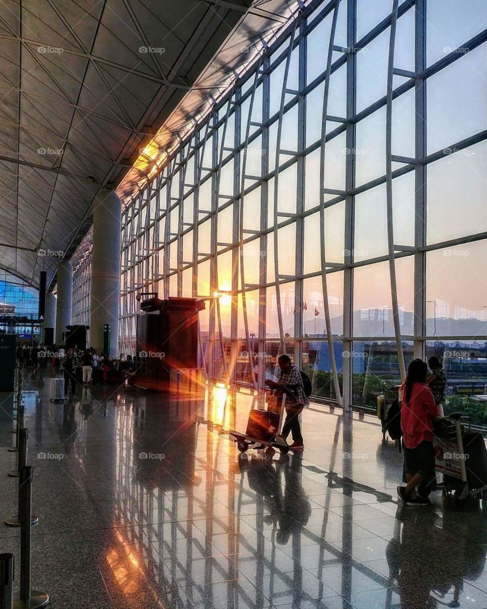 Sunset at airport