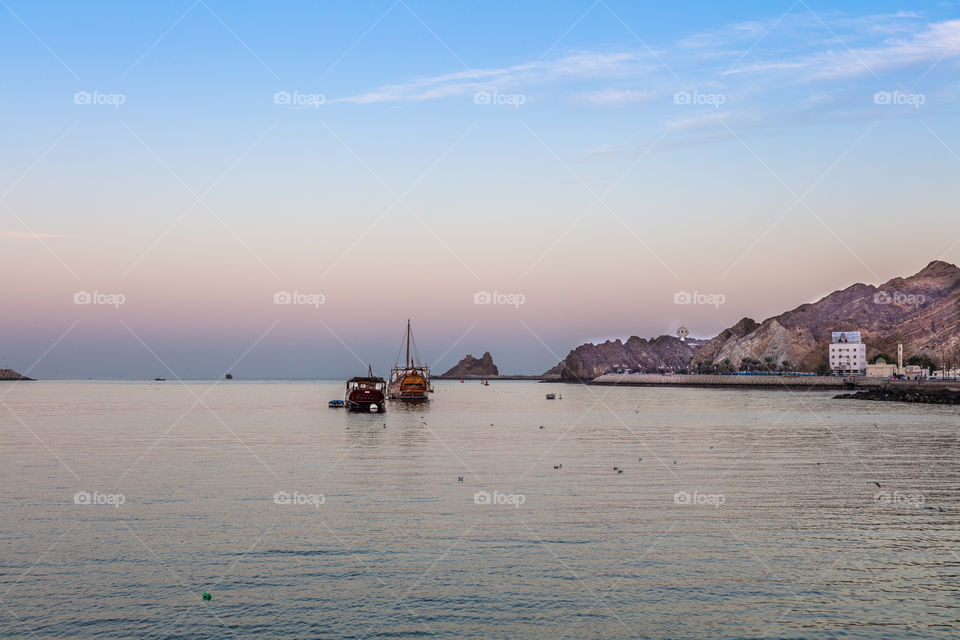 Sunset view of idyllic sea