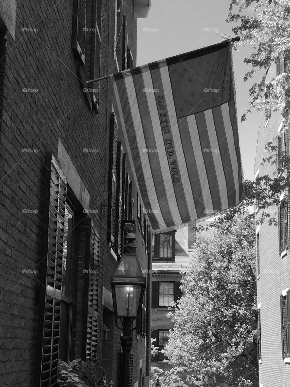 Old Glory on Acorn Street in Boston Massachusetts 