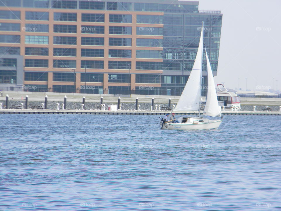 sailing. Springtime in Baltimore Inner Harbor 