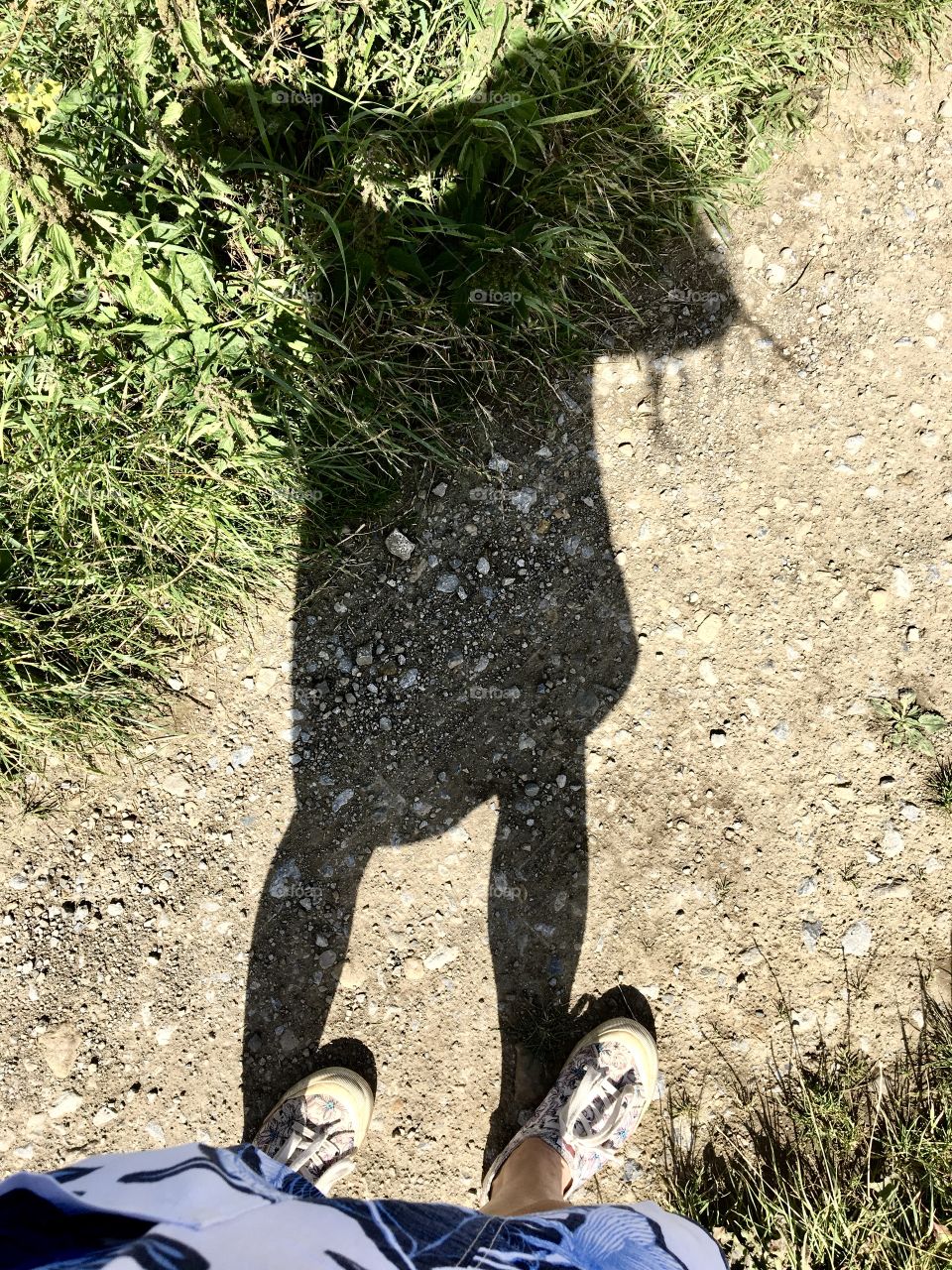 My shadow this morning out for a walk along a farm track ... I love the stone detail on my dress 😂