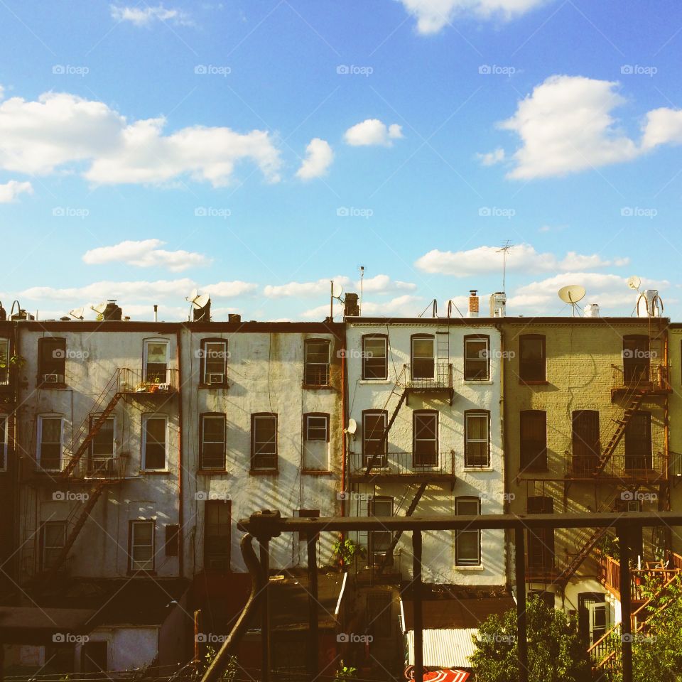Sun bathed buildings in Brooklyn 