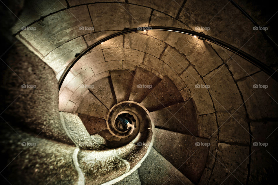 An old spiral staircase in the church
