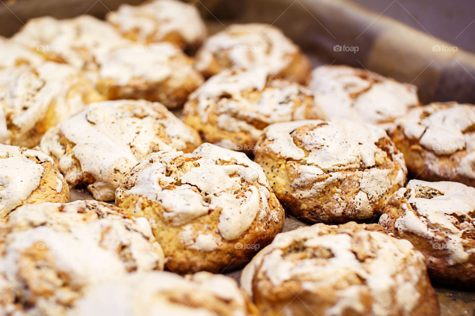 hot biscuits on a baking sheet