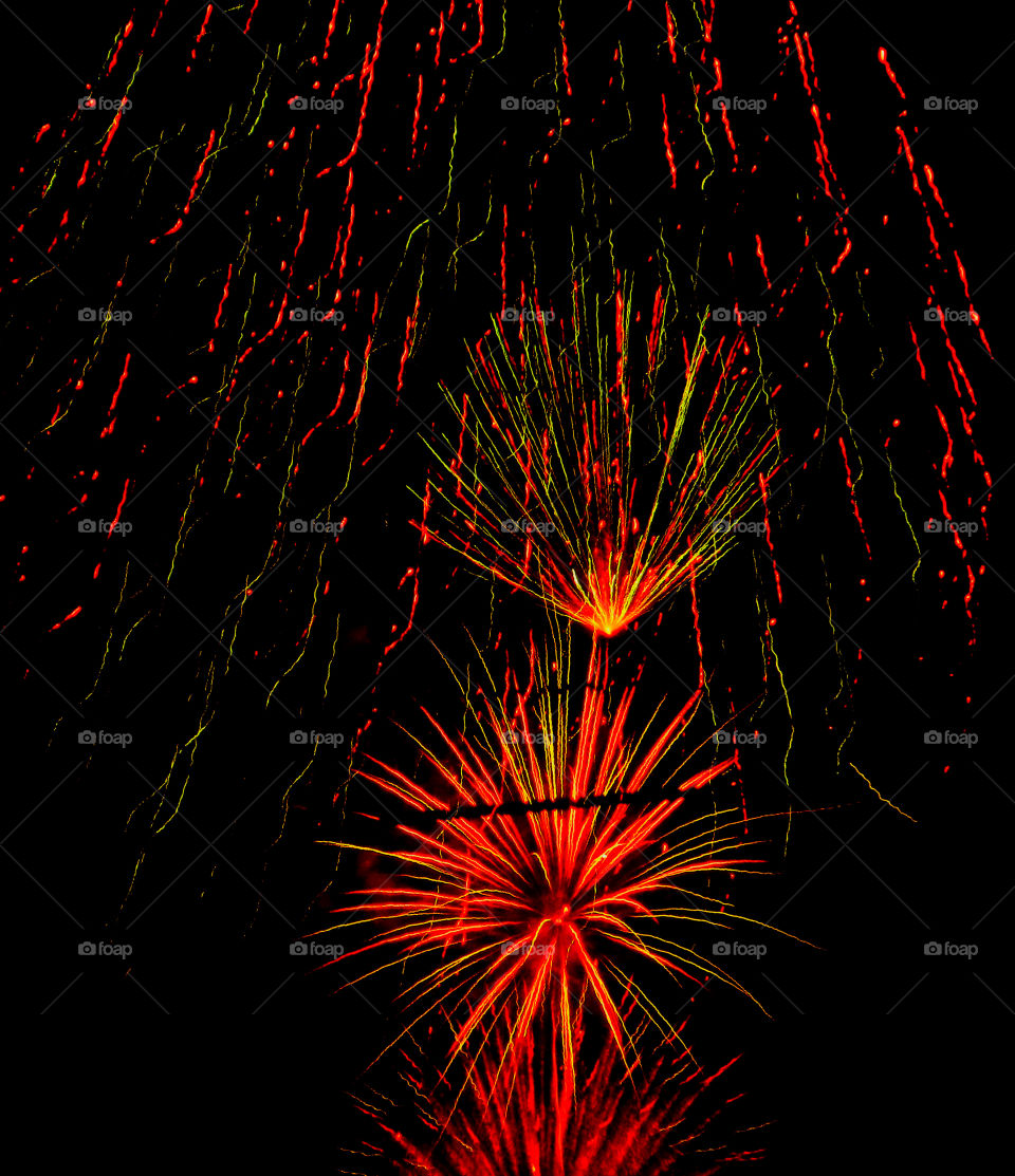 Fireworks display at night