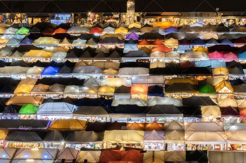 Train Night Market Ratchada  is Colorful night life of the famous flea market in Bangkok Thailand 