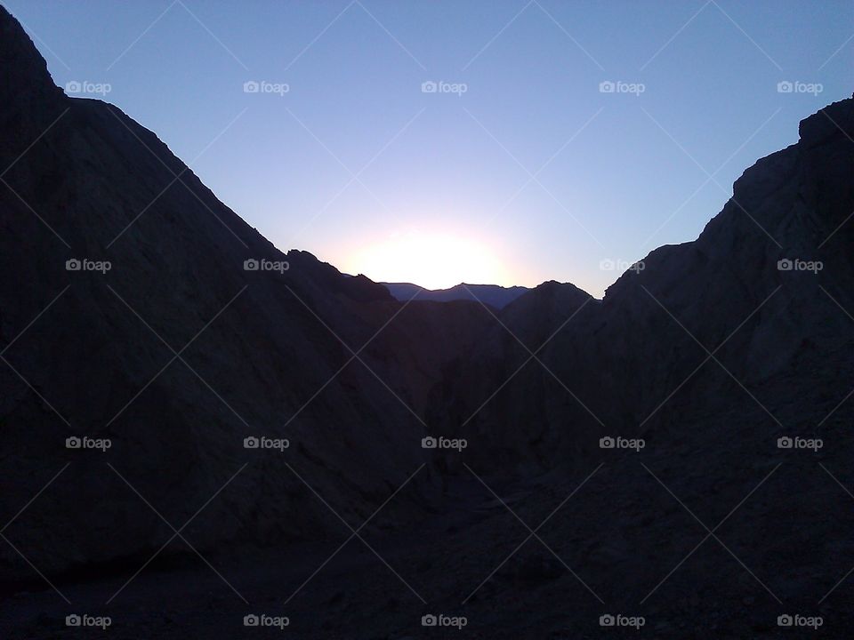 Sunset From Canyon. A shot of the sunset taken from inside a canyon in Death Valley