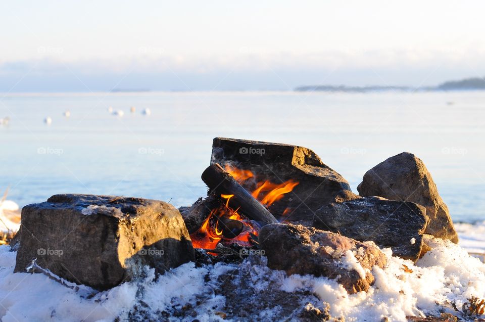 View of bornfire during winter