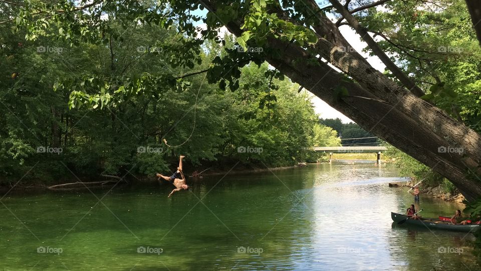 Failed backflip attempt on a rope swing in Conway, New Hampshire. 