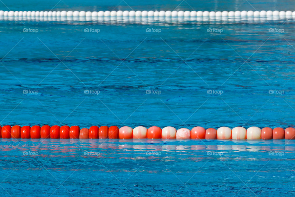 Swimming lanes with floating round buoys