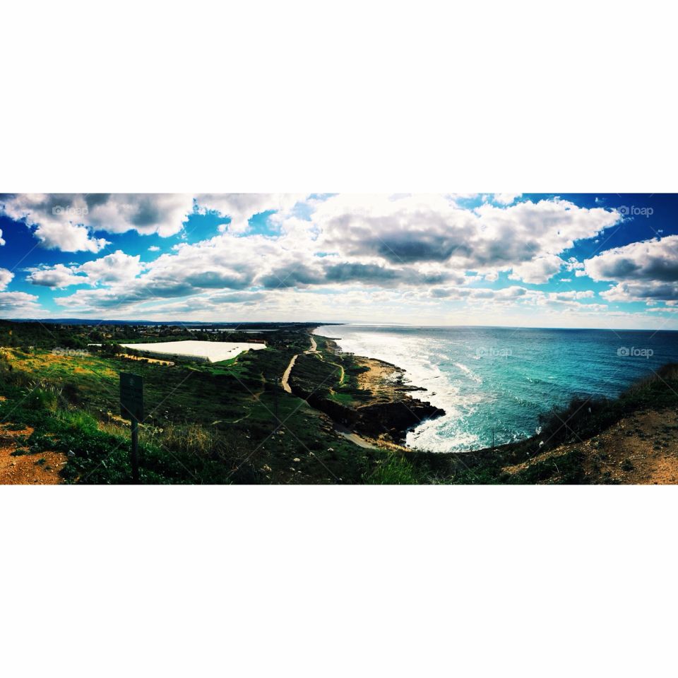 Caves . Overlook of Rosh Hanikra caves, Israel