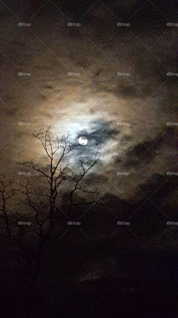 full moon thru cloudy sky