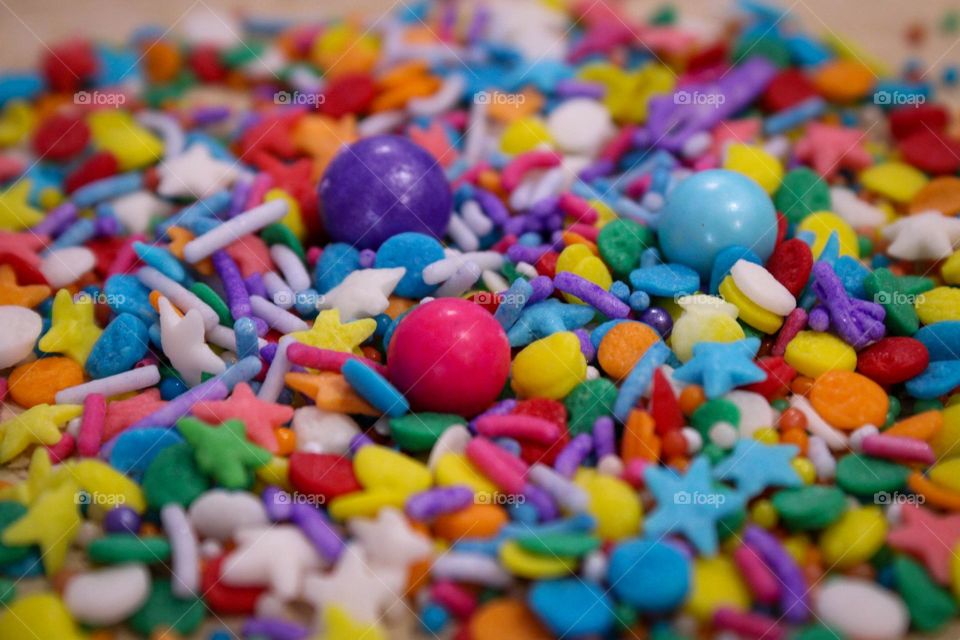 Rainbow color sprinkles close up