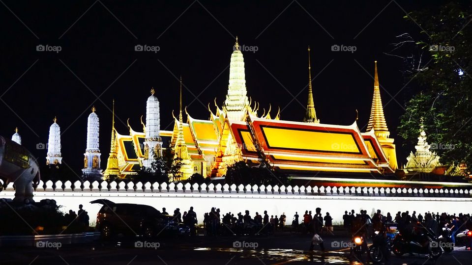 Grand palace night time, bangkok, thailand