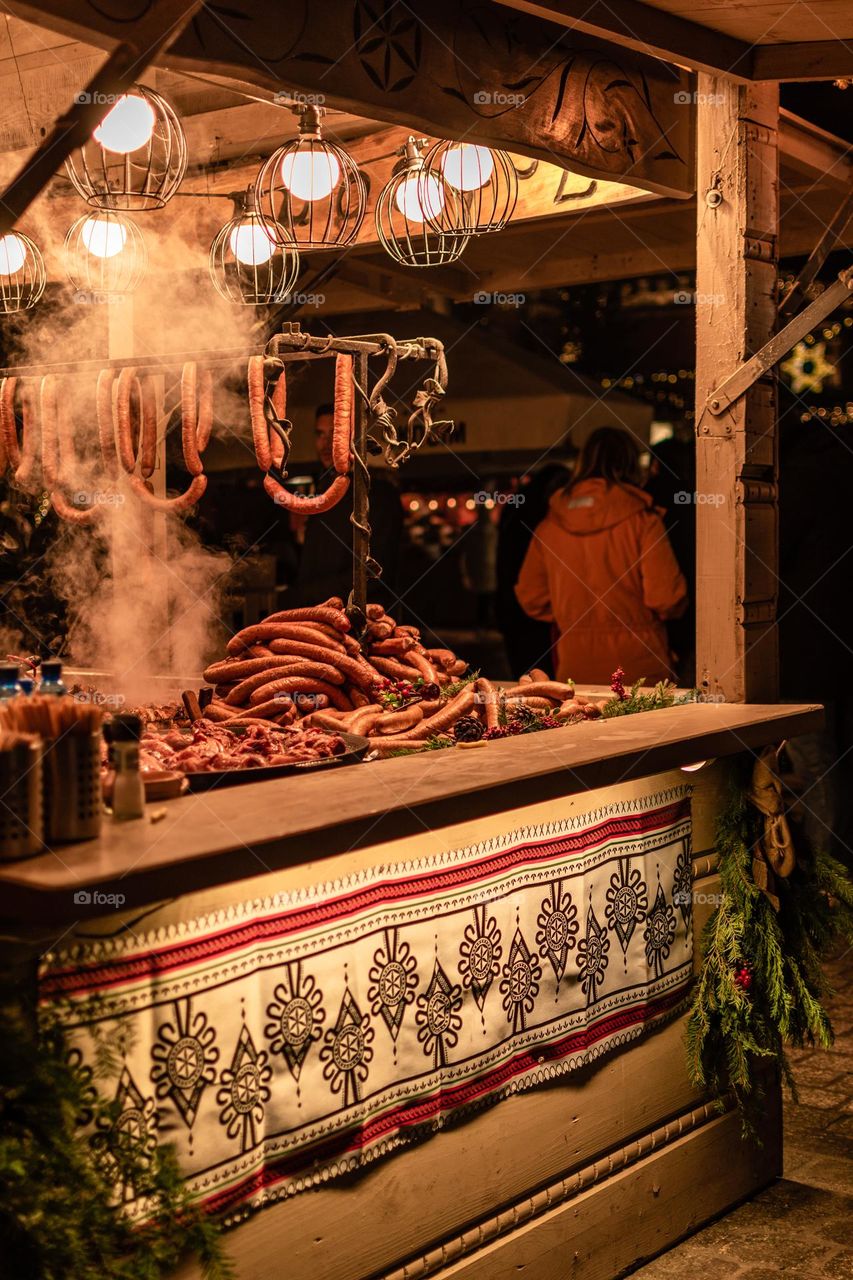 Christmas market at night