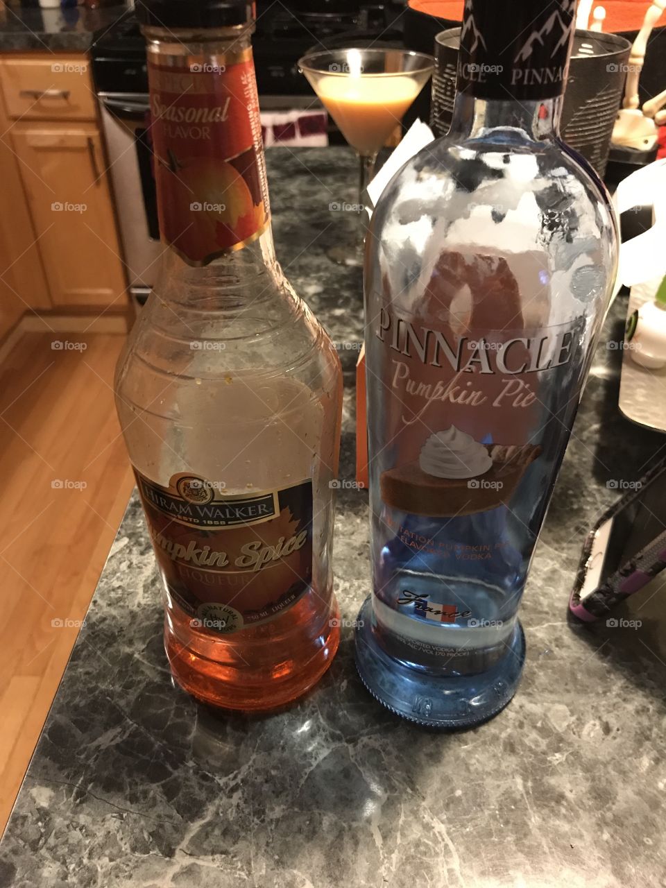 Liquor bottles almost empty