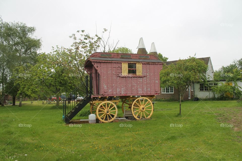 Wood gypsy caravan oast house 