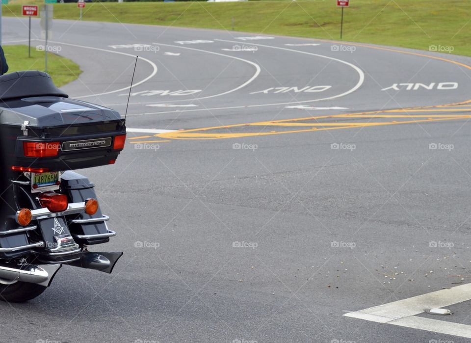 Backend of a motorcycle on the road