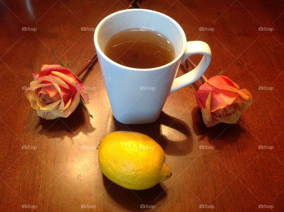 Enjoying a hot cup of tea on a rainy morning. 