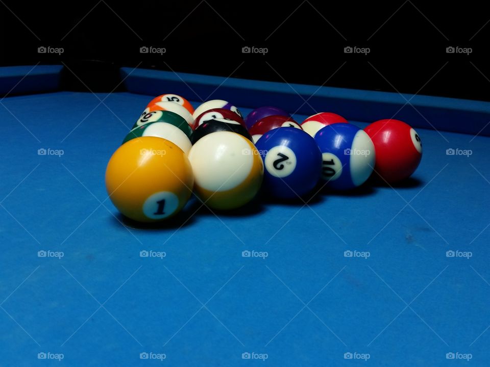 Snooker balls on table