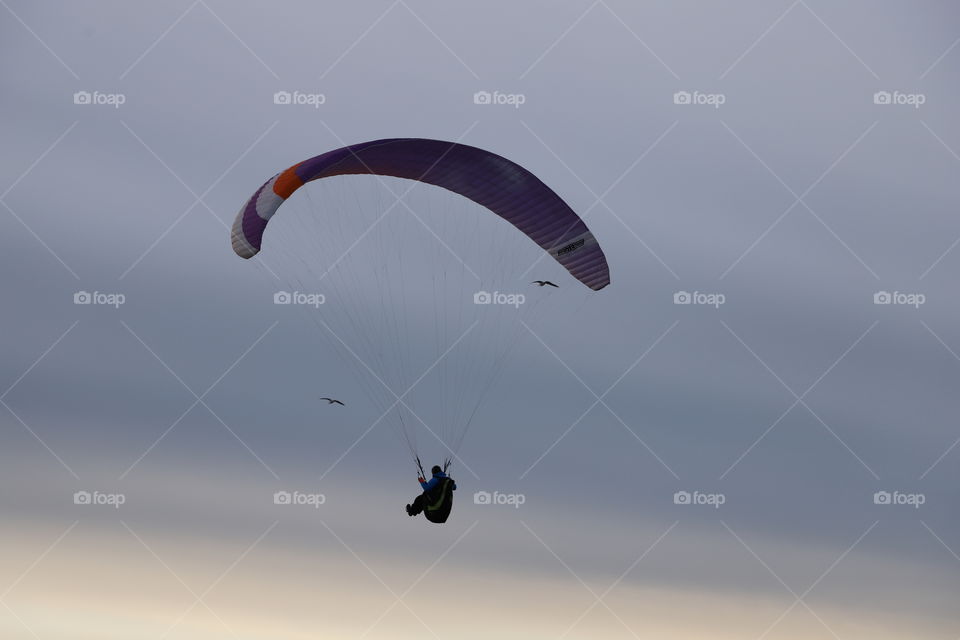 Paragliding on dusk 