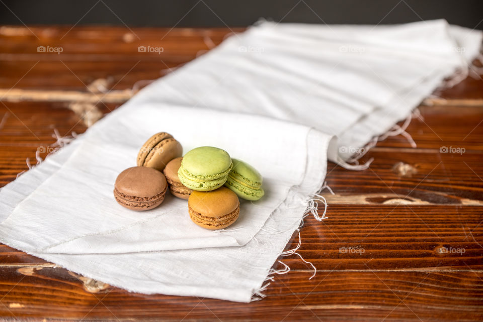 french cookies macaroons in autumn colors